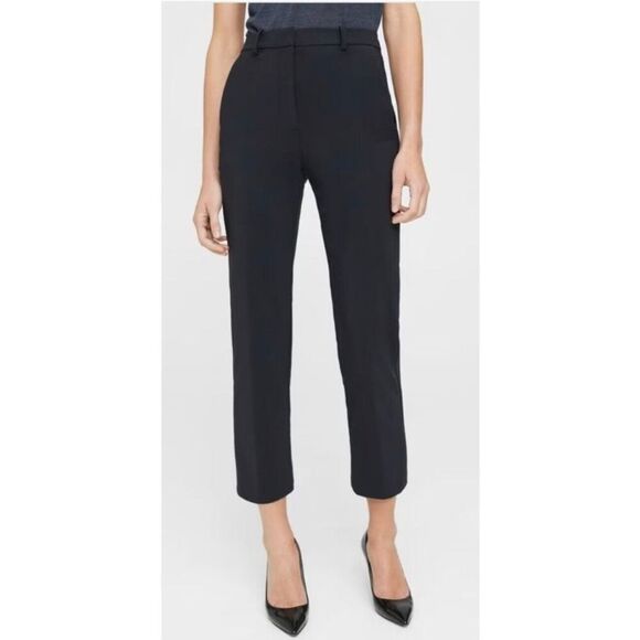NWT THEORY Cropped High-Waist Zaire SW Pant in Precision Ponte BLACK -size 30/10 - Picture 1 of 10